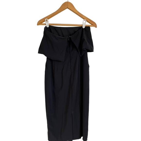 Lulus Lots of Love Black Strapless Midi Dress ruffle pockets solid sexy Sz XS - Picture 2 of 7